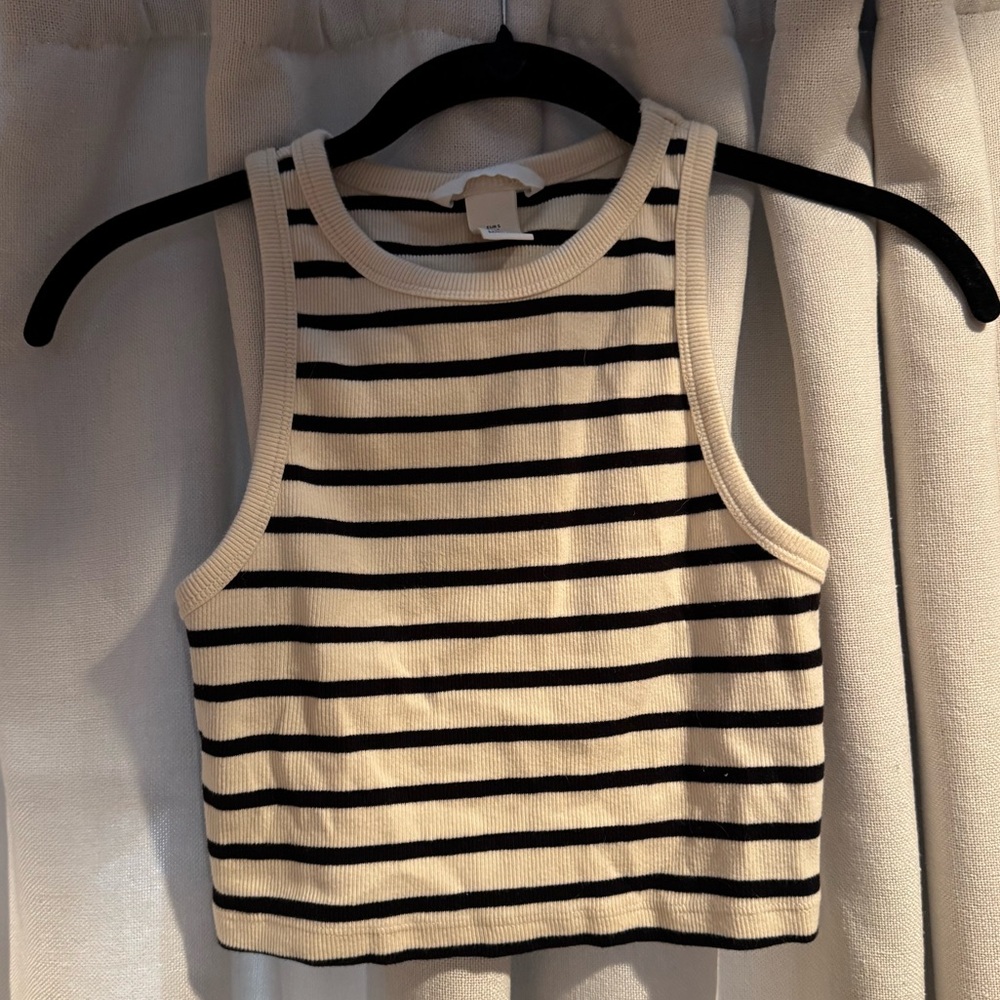 H&M Black and White Striped Crop Tank Top - Picture 6 of 9